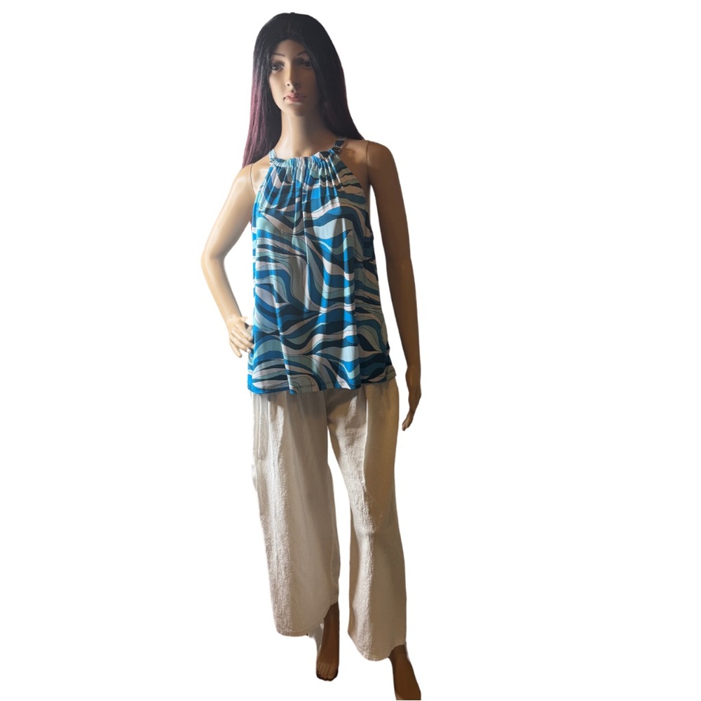 White Boho Wide-Leg Pants with Pockets – Size XL – Very Good Condition